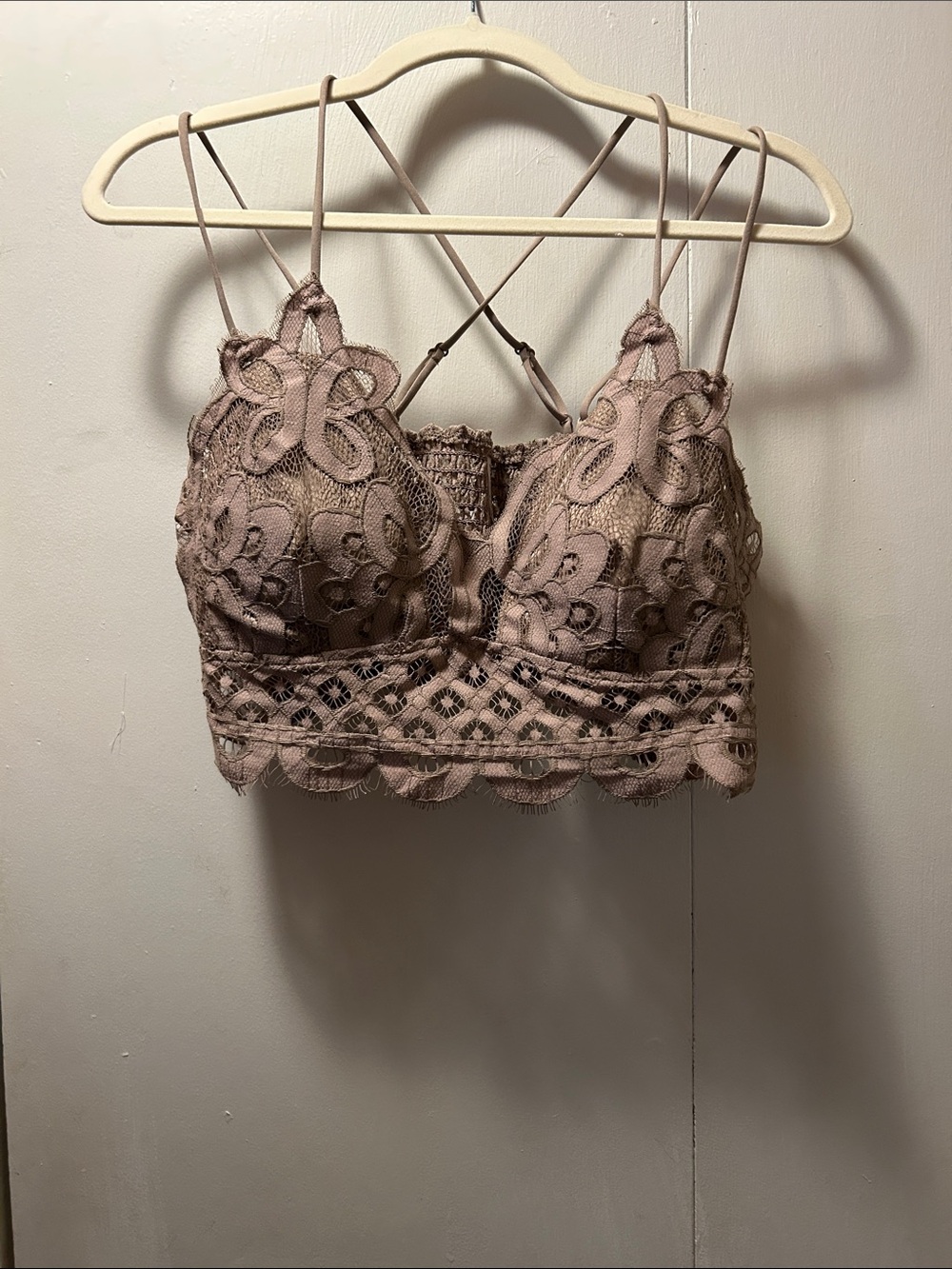 Zenana Outfitters Lace Smocked Camisole in Mauve